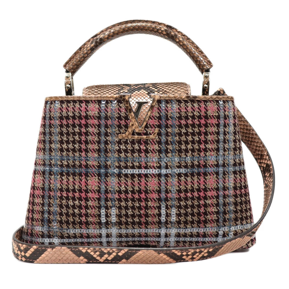 Louis Vuitton Capucines bag python tweed sequin pink